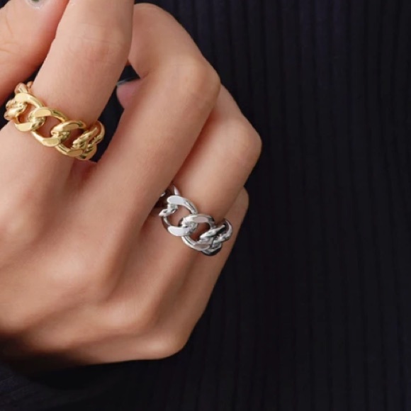 ⛓Minimalist chain sterling silver ring - Picture 4 of 6